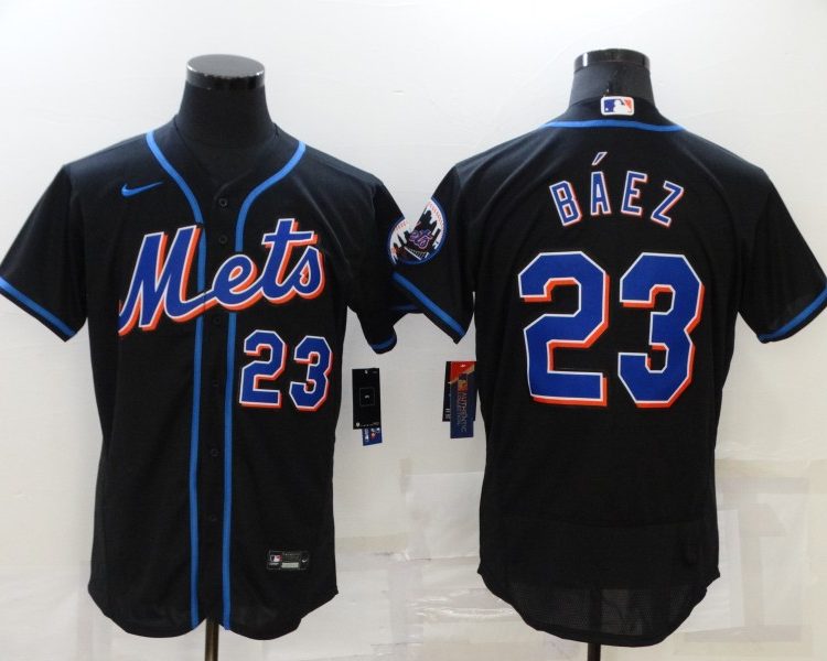 Men's New York Mets Javier Baez #23 Black Baseball Jersey