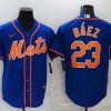 Men's New York Mets Javier Baez #23 Blue Baseball Jersey