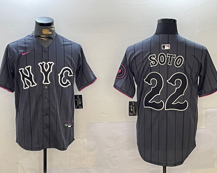 Men's New York Mets Juan Soto #22 Graphite 2024 City Connect Limited Jersey