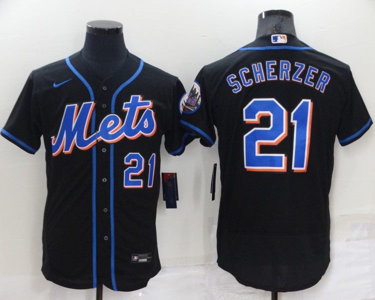 Men's New York Mets Max Scherzer #21 Black Jersey