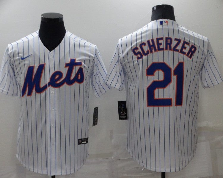 Men's New York Mets Max Scherzer #21 White Baseball Jersey