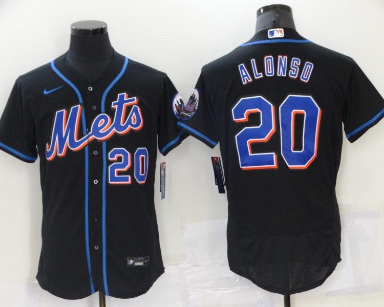 Men's New York Mets Pete Alonso #20 Black Jersey