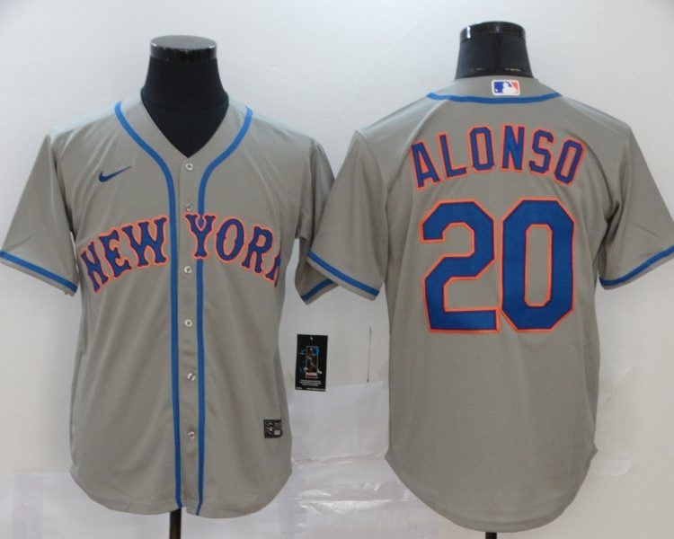 Men's New York Mets Pete Alonso #20 Gray Baseball Jersey