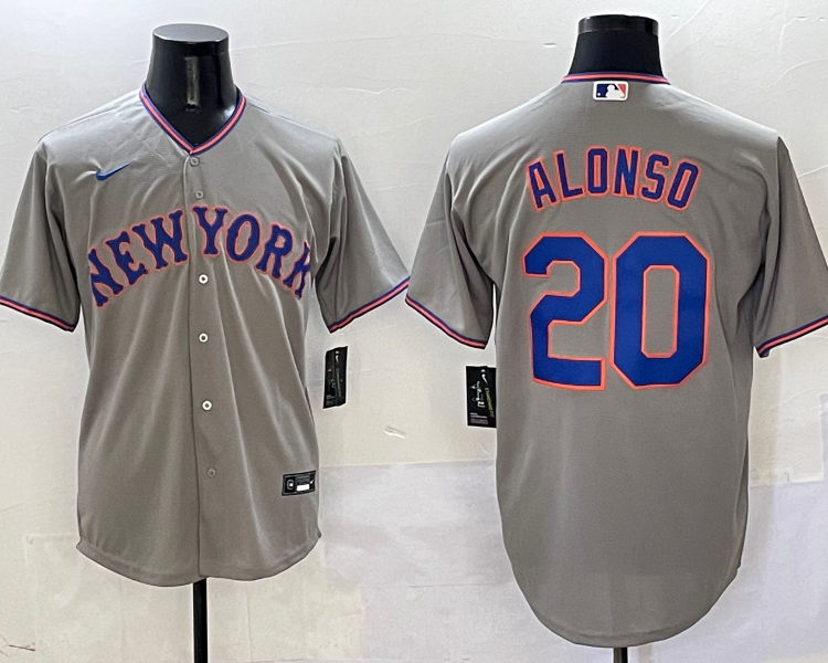 Men's New York Mets Pete Alonso #20 Gray Jersey