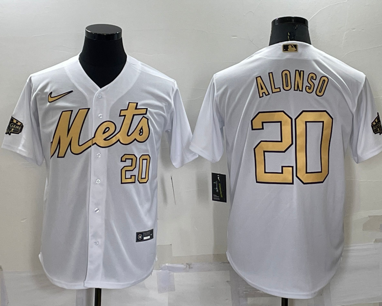 Men's New York Mets Pete Alonso #20 White Stitched Jersey
