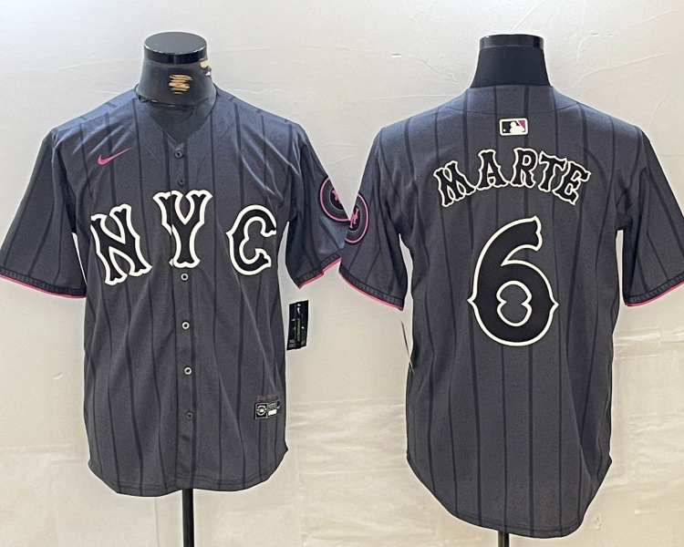 Men's New York Mets Starling Marte #6 Graphite 2024 City Connect Limited Jersey