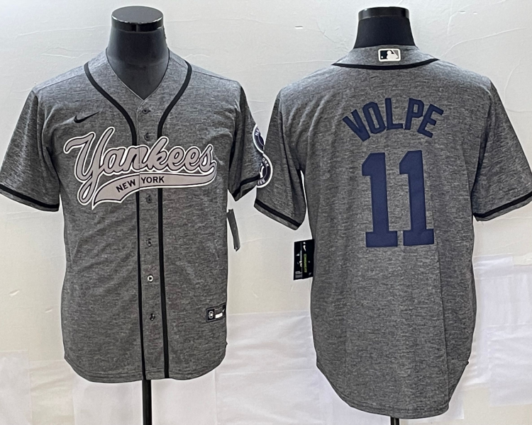 Men's New York Yankees Anthony Volpe #11 Gray Jersey Joint Edition