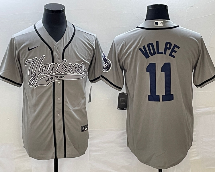 Men's New York Yankees Anthony Volpe #11 Gray Jersey Joint Edition
