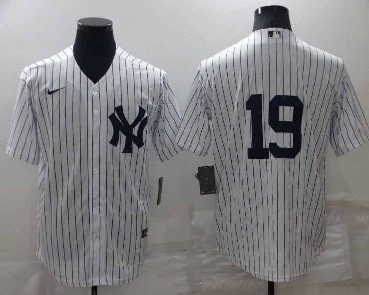 Men's New York Yankees Chad Moeller #19 White Name Jersey