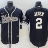 Men's New York Yankees Derek Jeter #2 Black Jersey Joint Edition