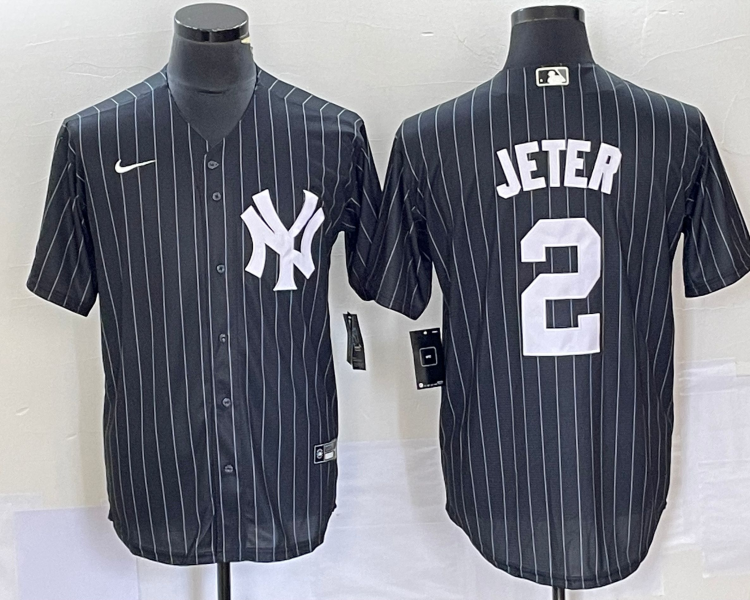 Men's New York Yankees Derek Jeter #2 Black Official Jersey