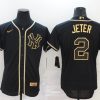 Men's New York Yankees Derek Jeter #2 Black Stitched Jersey