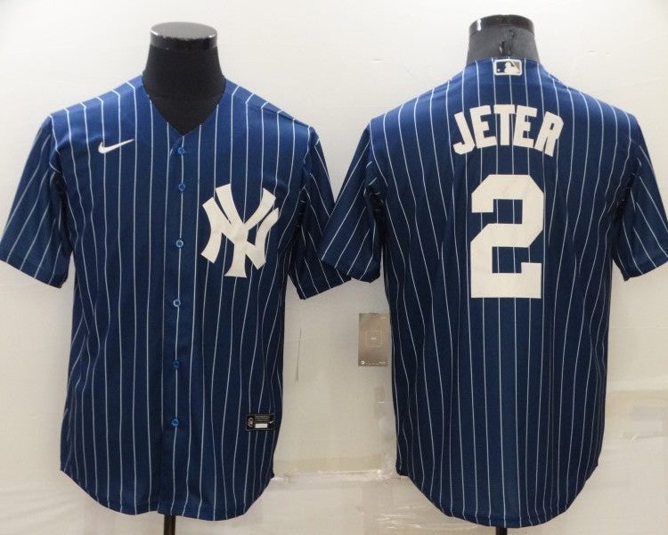 Men's New York Yankees Derek Jeter #2 Blue Baseball Jersey