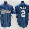 Men's New York Yankees Derek Jeter #2 Blue Jersey Joint Edition