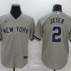 Men's New York Yankees Derek Jeter #2 Gray Baseball Jersey