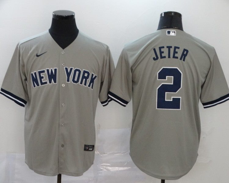 Men's New York Yankees Derek Jeter #2 Gray Baseball Jersey