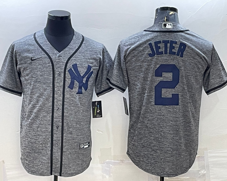 Men's New York Yankees Derek Jeter #2 Gray Jersey