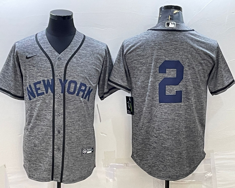 Men's New York Yankees Derek Jeter #2 Gray Name Jersey