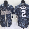 Men's New York Yankees Derek Jeter #2 Grey Camouflage Jersey Joint Edition
