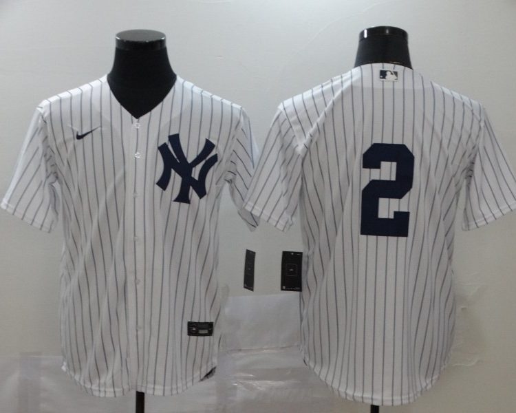 Men's New York Yankees Derek Jeter #2 White Home Name Jersey