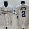 Men's New York Yankees Derek Jeter #2 White Jersey Joint Edition