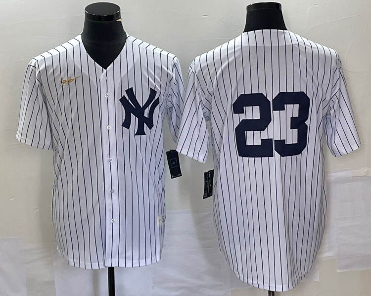 Men's New York Yankees Don Mattingly #23 White Name Jersey
