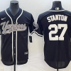 Men's New York Yankees Giancarlo Stanton #27 Black Jersey Joint Edition
