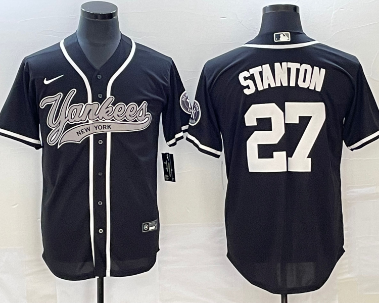 Men's New York Yankees Giancarlo Stanton #27 Black Jersey Joint Edition