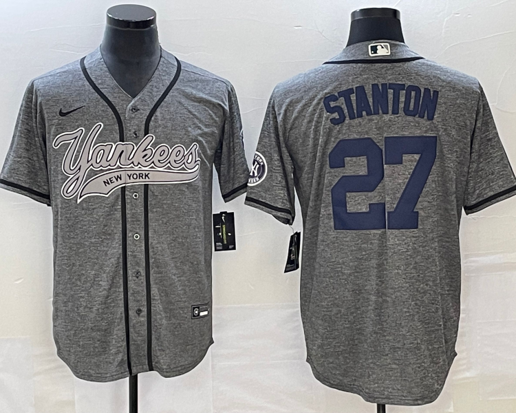 Men's New York Yankees Giancarlo Stanton #27 Gray Jersey Joint Edition