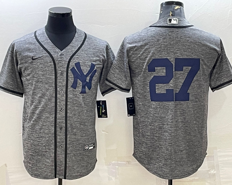 Men's New York Yankees Giancarlo Stanton #27 Gray Name Jersey