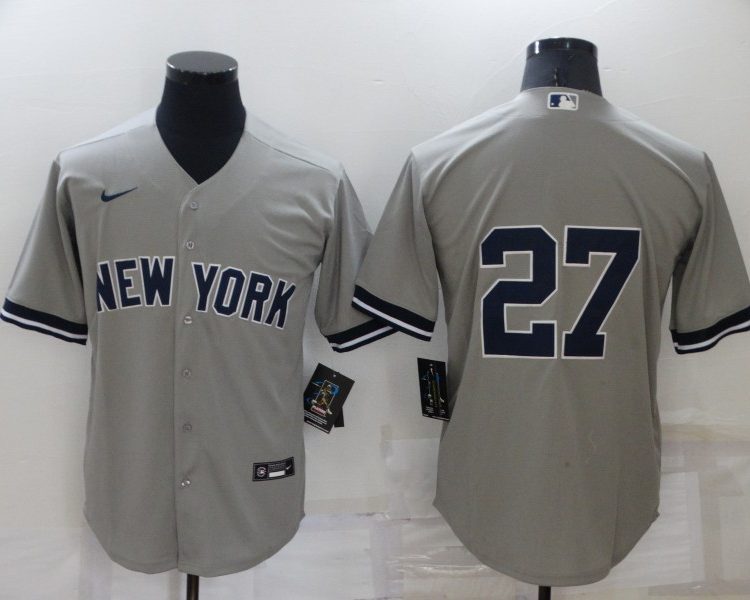 Men's New York Yankees Giancarlo Stanton #27 Gray Name Jersey