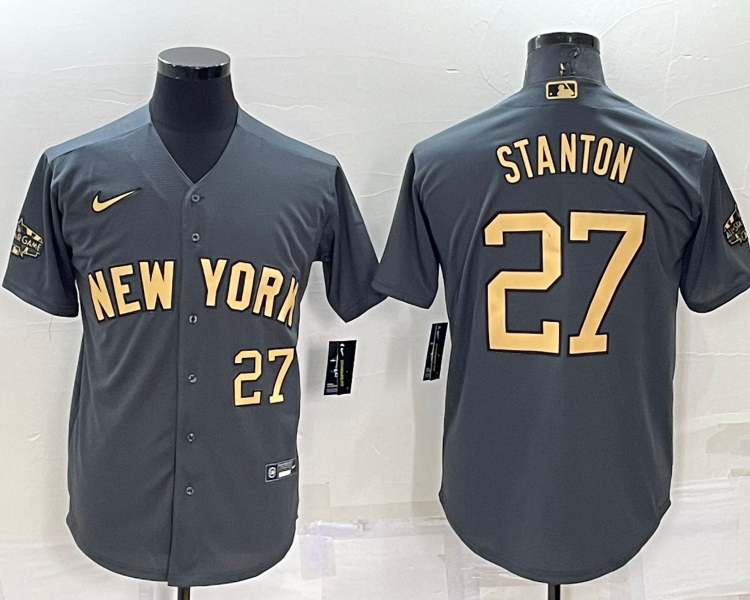 Men's New York Yankees Giancarlo Stanton #27 Gray Stitched Jersey
