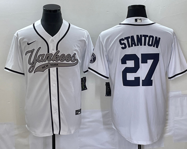 Men's New York Yankees Giancarlo Stanton #27 White Jersey Joint Edition