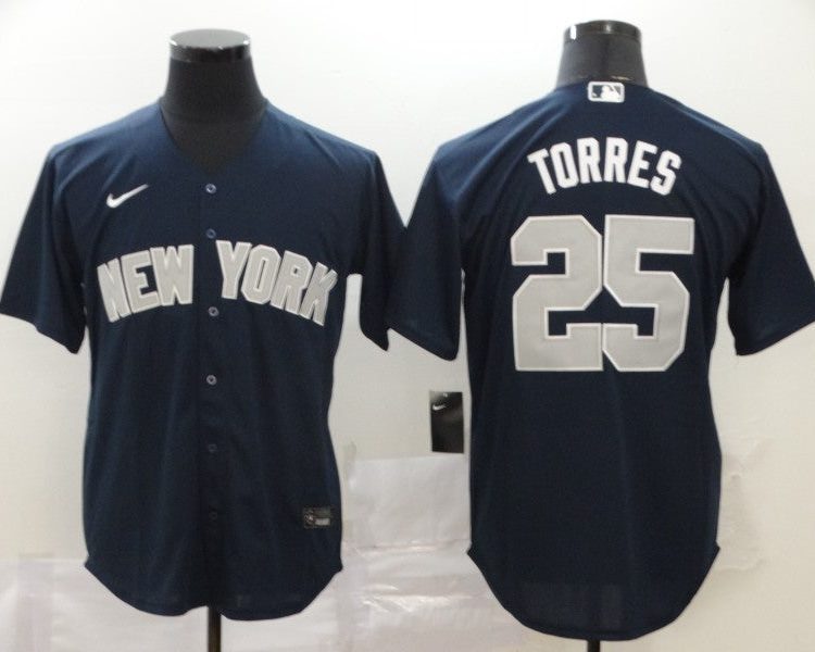 Men's New York Yankees Gleyber Torres #25 Navy Baseball Jersey
