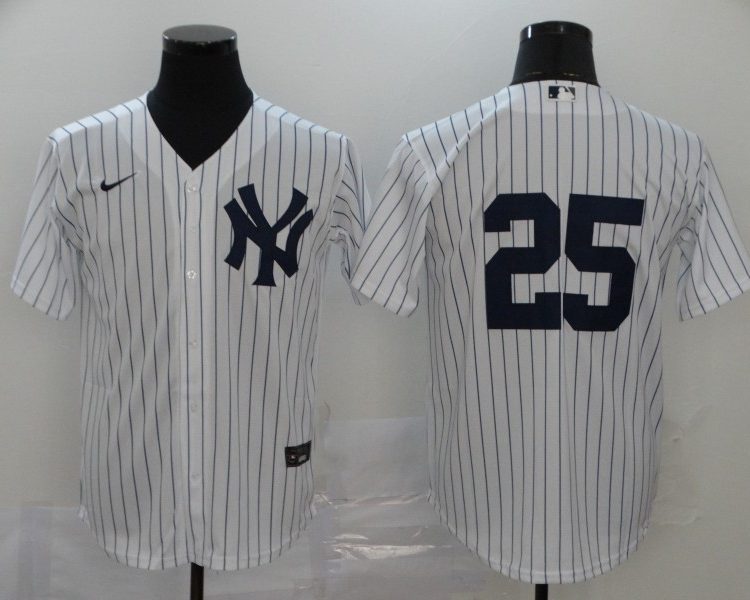 Men's New York Yankees Jason Giambi #25 White Name Jersey