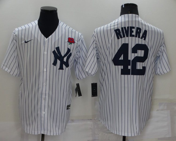 Men's New York Yankees Mariano Rivera #42 White Jersey