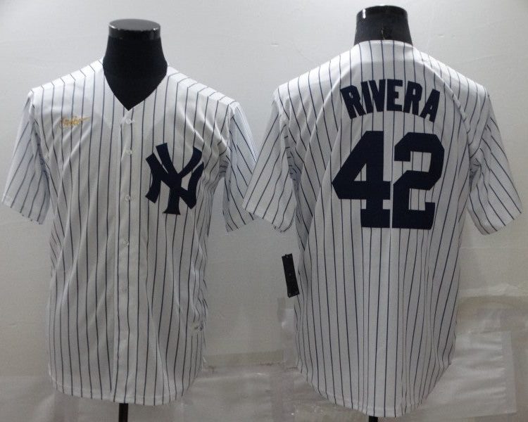 Men's New York Yankees Mariano Rivera #42 White Stitched Jersey