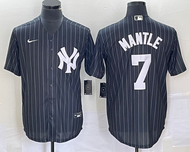 Men's New York Yankees Mickey Mantle #7 Black Jersey