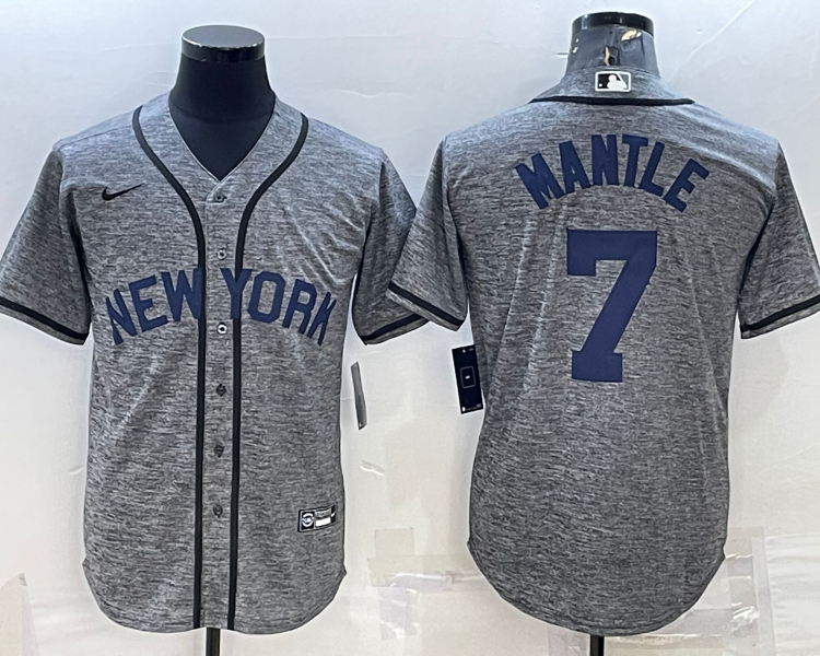Men's New York Yankees Mickey Mantle #7 Gray Jersey