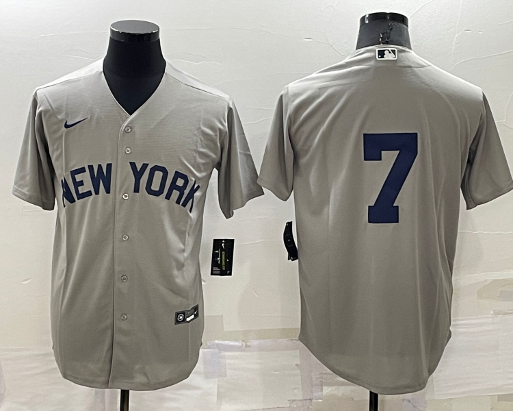 Men's New York Yankees Mickey Mantle #7 Gray Name Jersey