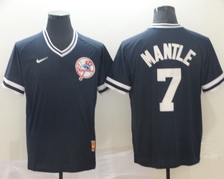 Men's New York Yankees Mickey Mantle #7 Navy Jersey