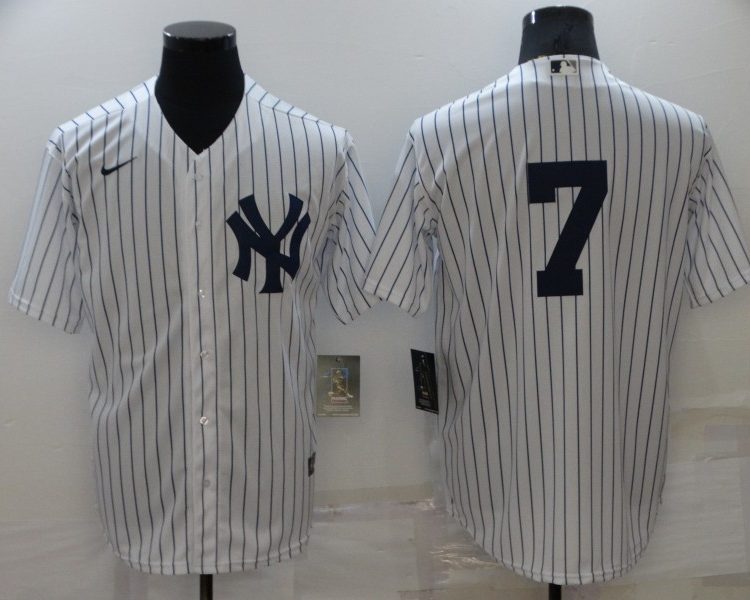 Men's New York Yankees Mickey Mantle #7 White Home Name Jersey
