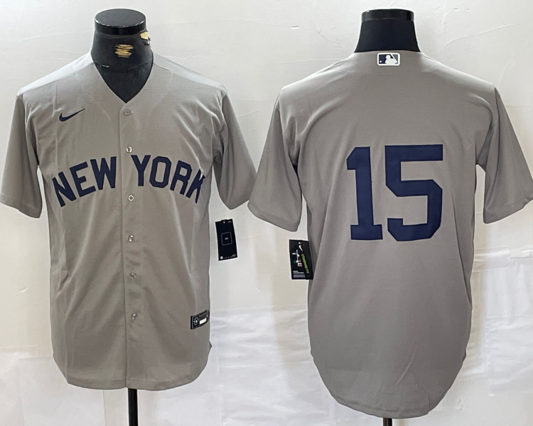 Men's New York Yankees Thurman Munson #15 Gray Name Jersey