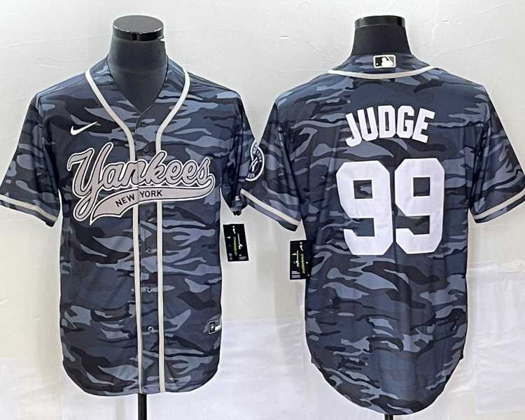 Men's New York Yankees Aaron Judge #99 Grey Camouflage Jersey Joint Edition