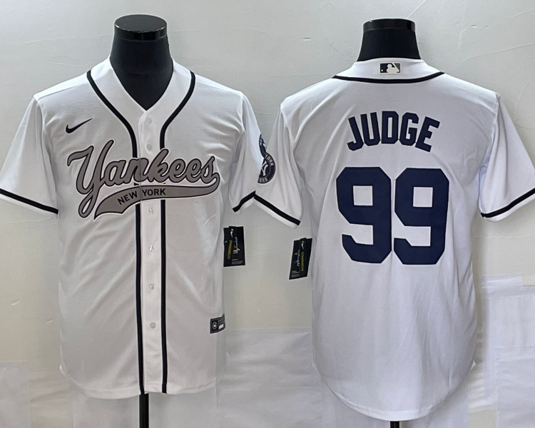 Men's New York Yankees Aaron Judge #99 White Jersey Joint Edition