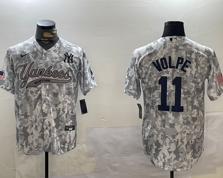 Men's New York Yankees Anthony Volpe #11 Arctic Camo 2024 Salute to Service Limited Jersey
