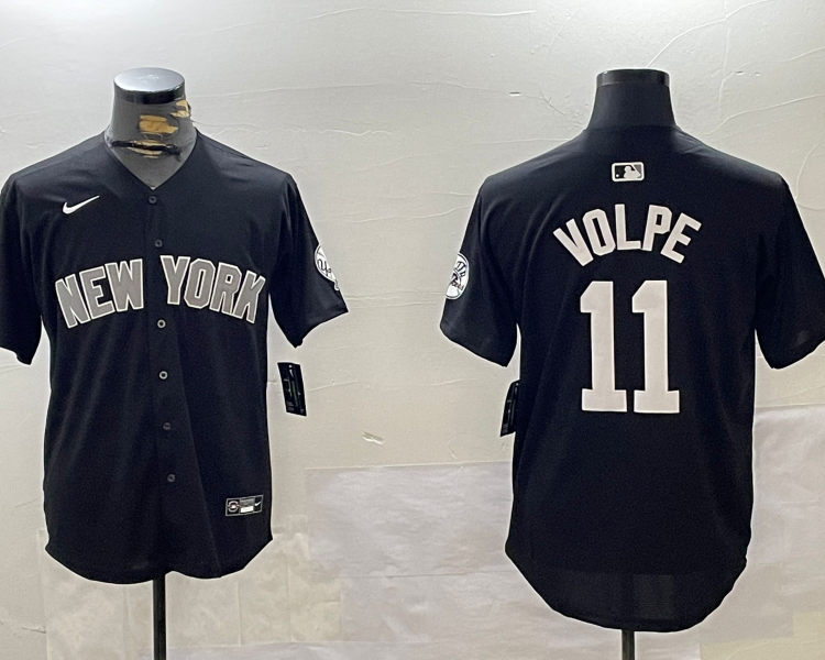 Men's New York Yankees Anthony Volpe #11 Black Jersey