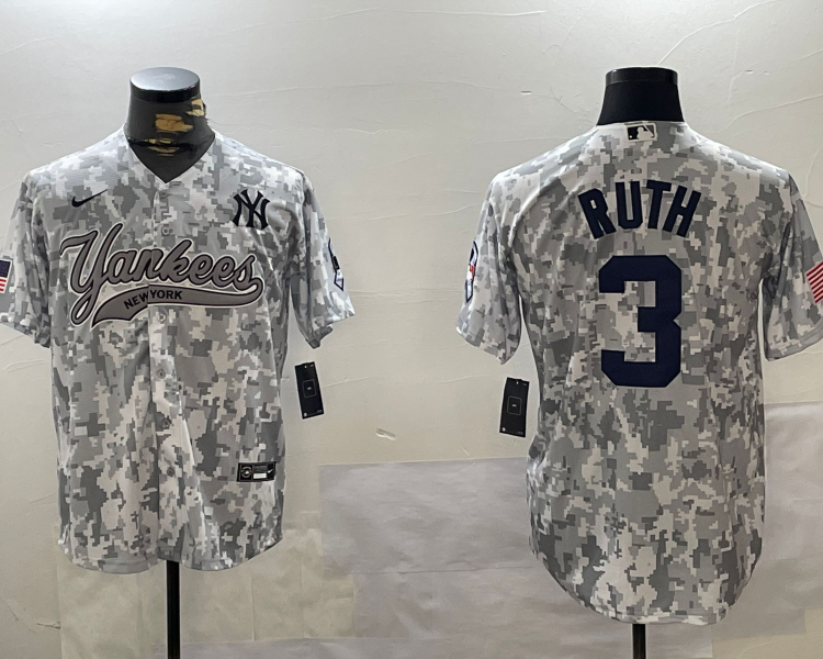 Men's New York Yankees Babe Ruth #3 Arctic Camo 2024 Salute to Service Limited Jersey