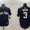 Men's New York Yankees Babe Ruth #3 Black Jersey