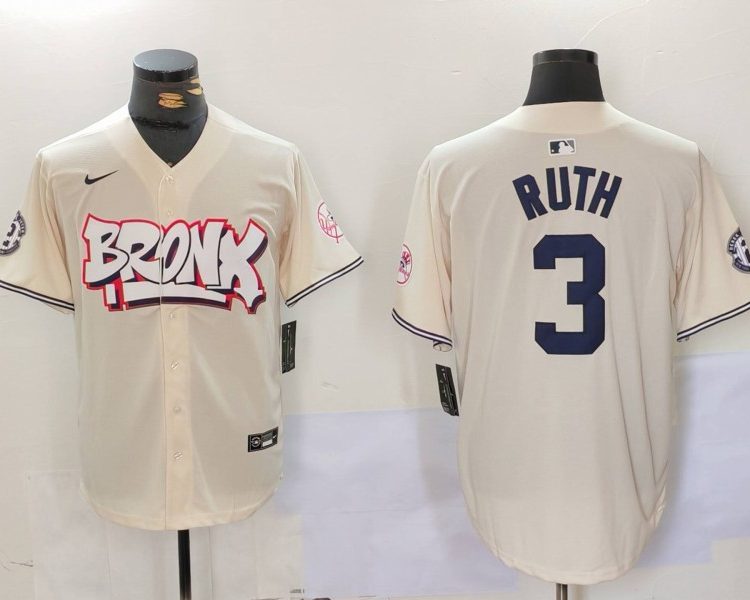 Men's New York Yankees Babe Ruth #3 Cream Limited Jersey